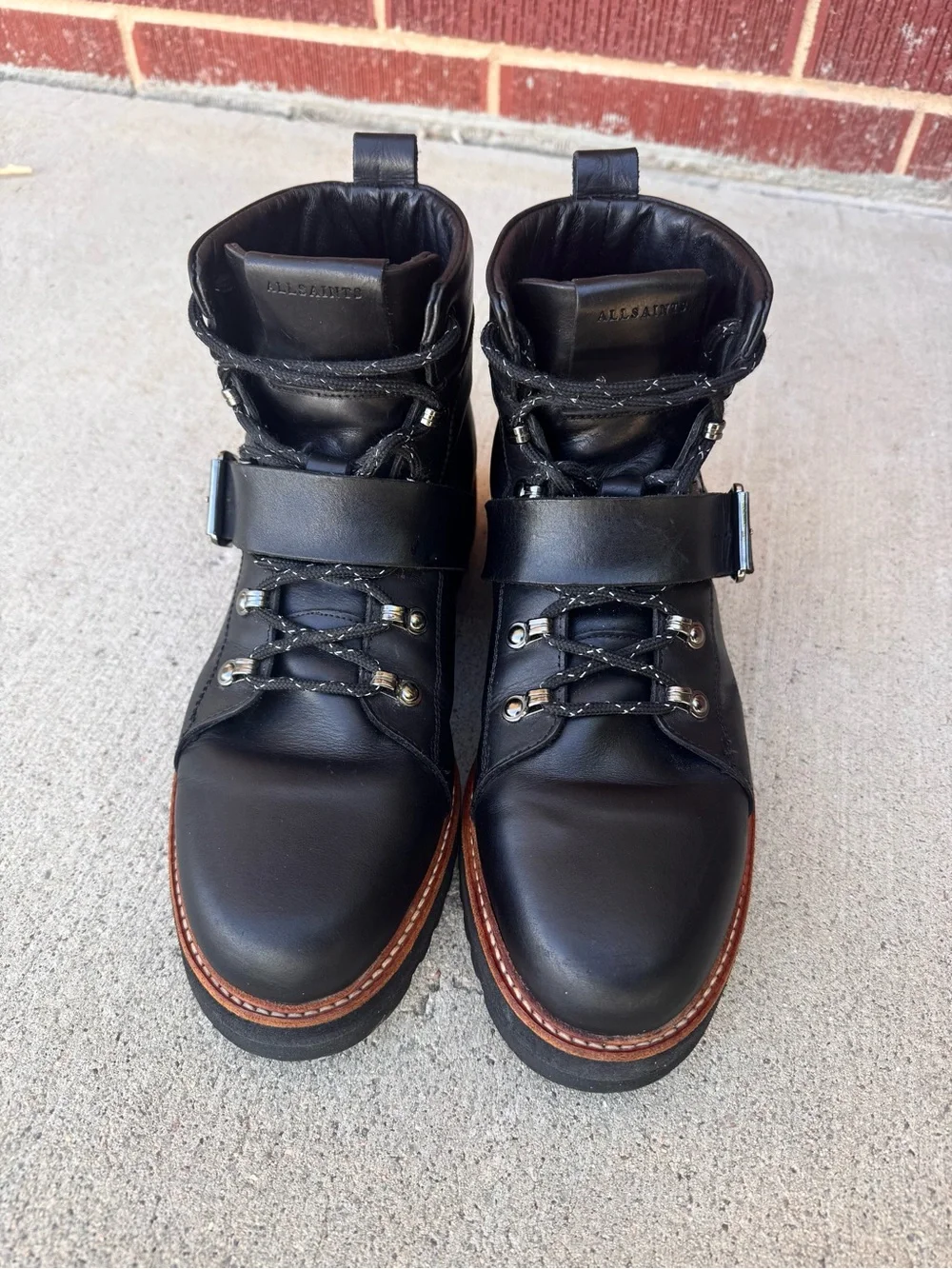 All Saints Richie Boots - Black Leather Lace-Up Ankle Boots for Men